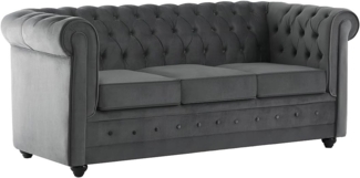 Vente-unique - Sofa mit Schlaffunktion 3-Sitzer - Samt - Anthrazitgrau - CHESTERFIELD
