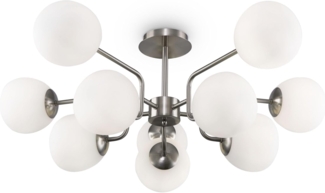Maytoni Pendelleuchte Erich 10-flammig nickel Glas weiß matt