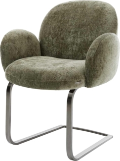 Freischwinger Nube-Flex mit Armlehnen Chenille Olive Freischwinger flach Graphit Taschenfederkern