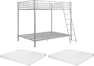 Vente-unique - Etagenbett + Matratze - 2 x 140 x 190 cm - Silberfarben - GEMINI III