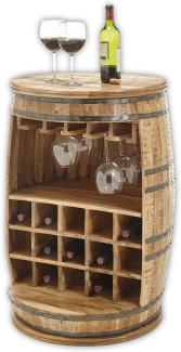 Bar Fass FIASKO Bartheke Mango massiv mit Weinregal Ø 58 cm