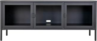 Vitrine >Brisbane< in Schwarz mit Glas aus Stahl, Glas - 140x85x40cm (BxHxT)