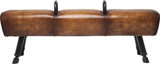 Kare Design Bank Gym Gabby 153cm, gepolsterte, schmale Sitzbank, Leder Sitzbank, braun (H/B/T) 60 x 153 x 33 cm