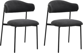 byLIVING Esszimmerstuhl 2er Set Jersey/Webstoff dunkelgrau/Gestell Metall schwarz / 4-Fuß-Stuhl/Küchenstuhl/Polsterstuhl/B 58, H 78, T 54,5 cm