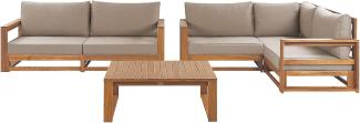 Ecksofa Lounge Set TIMOR Zertifiziertes Akazienholz Heller Holzfarbton