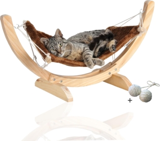 Rohrschneider Katzenliege Katzenhängematte Cat Relax, Schlafplatz Katzenbett Katzenkorb, braun