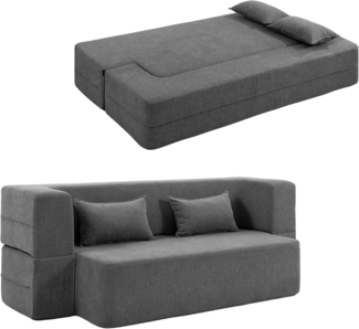HOMCOM Schlafsofa 2.5-Sitzer-Schlafsofa aus Schaumstoff, Verstellbare Couch 1 Teile, 2 Kissen, 360 kg Belastbarkeit, Grau