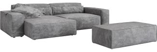 Ecksofa Sirpio XL 270x170 cm Mikrofaser Taupe Recamiere variabel mit Hocker