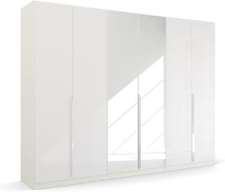 Kleiderschrank Drehtürenschrank Glamour | 6-türig | mit Spiegeltüren | weiß Hochglanz / alpinweiß | 271x210