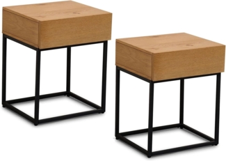 Terra Home Beistelltisch Nachttisch Lykke mit Schublade, 2er Set - Braun-Schwarz, Holz, 40x35x5, mit Schublade