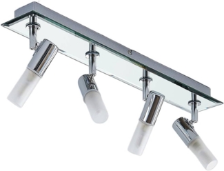 Lindby Deckenstrahler Zela, Metall, Chrom IP44, 4 x 8 W LED