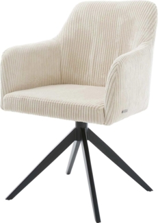 Drehstuhl Greg-Flex Cord Beige Kreuzgestell breit Schwarz 360° drehbar Wippfunktion Taschenfederkern