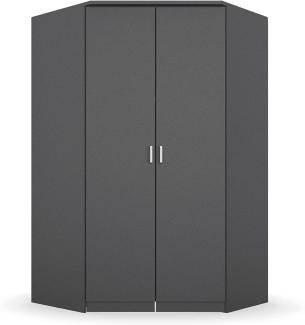 Rauch Möbel Bremen Eckschrank Kleiderschrank Schrank in Grau Metallic 2-türig inklusive Zubehörpaket Basic 1 Kleiderstange, 9 Einlegeböden BxHxT 117 x 199 x 117 cm