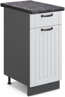 Vicco Küchenunterschrank Fame-Line, Weiß Landhaus/Anthrazit, 40 cm, AP Anthrazit