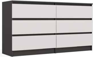 CDF MALWA M6 140 | KOMMODE MIT 6 SCHUBLADEN | ANTHRAZIT Weiss | FÜR Wohnzimmer