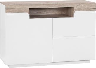 Sideboard weiß / heller Holzfarbton 2 Schubladen Schrank MARLIN