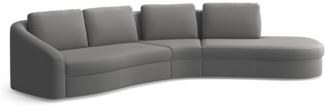 Cavadore Ecksofa Jawa / Bodennahe Eckcouch mit Sofa 2,5-sitzig und Trapezecke halbrund (60 Grad) / 366 x 88 x 230 / Flachgewebe, Grau