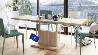Mazzoni Couchtisch Aston Sonoma Eiche stufenlos höhenverstellbar ausziehbar 120 bis 200cm, Funktionstisch, Wohnzimmertisch, Tisch, Esstisch, Sofatisch
