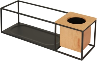 Umbra Cubist schwebendes Regal mit integriertem Pflanzentopf – Moderne Wand Dekoration und geometrisches Wandregal für Bilderrahmen, Kerzen, Brillen, Zimmerpflanzen und vieles mehr! Klein, Metall/Holz, Schwarz