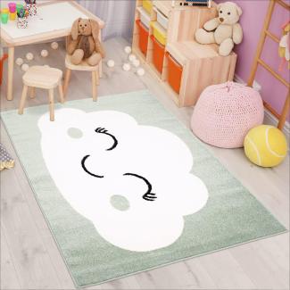 carpet city Kinderteppich Bubble Kids Flachflor mit Wolken-Motiv in Mint-Grün für Kinderzimmer; Größe: 140x200 cm