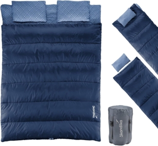 Skandika Doppeldeckenschlafsack Iceland Double, Doppelschlafsack Outdoor für Erwachsene, mit Flanell, 3 Jahreszeiten, 220x150 cm, Einzelschlafsack, Camping Schlafsäcke