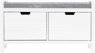 Happy Home Schuhbank Sitzbank mit Schubladen für Schuhe & Sitzkissen Weiß - 91x30x50cm (Einzelmöbel)