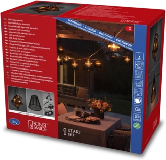 KONSTSMIDE LED-Lichterkette Biergarten - Basis-Set, inkl. Dimmer, E27, 10 klare Birnen / bernsteinfarbene Dioden