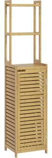 HOMCOM Badkommode Badezimmerschrank aus Bambus Badschrank mit Schrankfach (Toilettenschrank, 1 St, Beistellschrank mit 3 Offen Fächern), für Bad, Naturholz, 38,5 x 33 x 170 cm