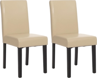 2er-Set Esszimmerstuhl Stuhl Küchenstuhl Littau ~ Kunstleder, creme, dunkle Beine