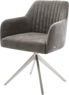 Drehstuhl Greg-Flex Bouclé Soft Schlamm Kreuzgestell breit Edelstahl 360° drehbar Wippfunktion Taschenfederkern