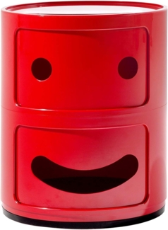 Kartell Componibili Container lächelnd, Kunststoff, Rot, 32 x 32 x 40 cm