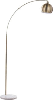 'Paroo' Stehlampe Messing Metall 210 cm verstellbarer Schirm Marmorfuß Kabel mit Schalter Bogenlampe Industrie Look