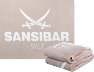 Sansibar 'Sylt' Wohndecke, Mikrofaser Fleece taupe/offwhite, 150 x 200 cm