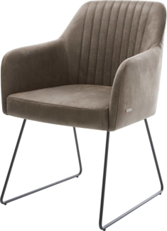 Esszimmerstuhl Greg-Flex Mikrofaser Taupe Vintage Kufengestell Schwarz Taschenfederkern