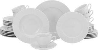 CreaTable 17609 Kombiservice Barcelona für 6 Personen, Porzellan, weiß (1 Set, 30-teilig)