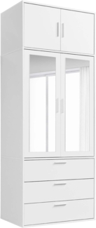 mokebo Kleiderschrank Der Grenzenlose (2-Türig & 3 Schubladen) mit Spiegeltüren, Schrank oder Garderobenschrank mit Spiegel in Weiß