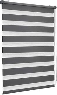 Sekey Doppelrollo Klemmfix ohne Bohren für Fenster, Doppelrollo 70 cm breit, Duo Rollo Jalousie Sonnenschutz, 70x120 cm, Dunkelgrau