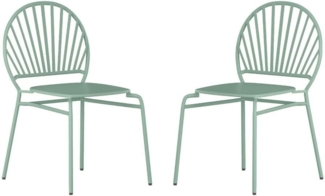Vente-unique - Gartenstuhl stapelbar 2er-Set - Metall - Mandelgrün - CEDEIRA von MYLIA
