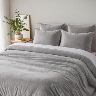 Cozyor Bettwäsche Kuschelbettwäsche flauschig warmer Teddy Plüsch, Biber, Winter Fleece, Mikrofaser Flanell, 3 teilig, Edel und hochwertig