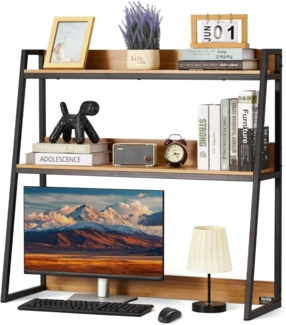 VEVOR Schreibtisch Bücherregal 2-stufiger Organizer (95 x 32 x 90 cm) Tischregale Organizer Ausstellungsregal aus Spanplatten + Melaminpapier + Q195A, Regal mit rutschfesten Füßen, Büro schwarz
