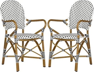 SAFAVIEH Outdoor Dining Chairs - Set of 2, in Black and White and Light Brown