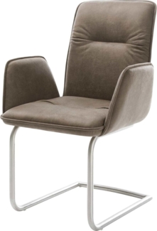 Freischwinger Vinja-Flex Mikrofaser Taupe Vintage Freischwinger rund Edelstahl