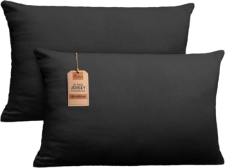 NatureMark 2er Pack Jersey Kissenbezug Kissenhülle Kissenbezüge Seitenschläferkissen Nackenkissen viele Größen und Farben ÖKO-TEX (40x60 cm (Nackenkissen geeignet), Schwarz)