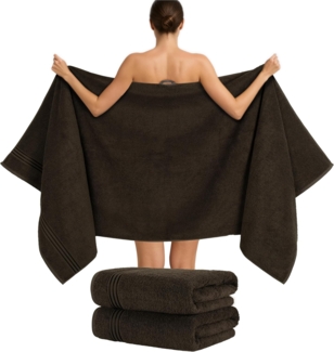 Hammetex 2er Set Extra Große Badetücher – 80x200 cm Saunatücher, 500 GSM, 100% Baumwolle – Weich & Saugfähig – Luxuriöse Große Spa-Handtücher, Braun