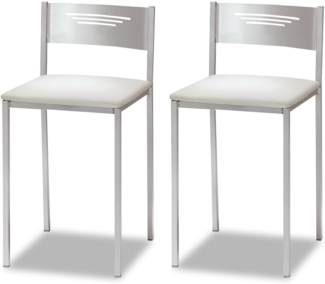 ASTIMESA Zwei Küchenhocker mit Rückenlehne Kunstleder beige Sitzhöhe 45 cm