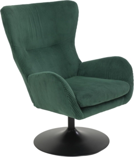 Hela Tische, Lounge-Sessel, Ohrensessel Samos, Bezug Cordstoff Grün, hoher Rücken, Trompetengestell 360° drehbar, 70 x 81 x 96 cm