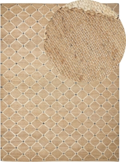 Teppich Jute beige 300 x 400 cm geometrisches Muster Kurzflor KALEKOY