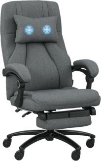 Vinsetto Schreibtischstuhl Bürostuhl mit Massagefunktion, Kopfstütze mit USB-Schnittstelle (Höhenverstellbar Drehbar Chefsessel, 1 St), mit Leinenoptik, Dunkelgrau