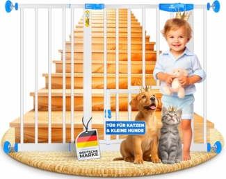 KIDIZ® Türschutzgitter Absperrgitter Treppengitter Kindergitter | mit Türe für Hunde und Katzen, Haustier | ohne Bohren | erweiterbar | kombinierbar mit Y-Spindeln | schwenkbar, Größe: 102-115 cm