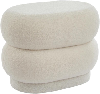 Vente-unique - Hocker - Bouclé-Stoff - Weiß - LECINIO